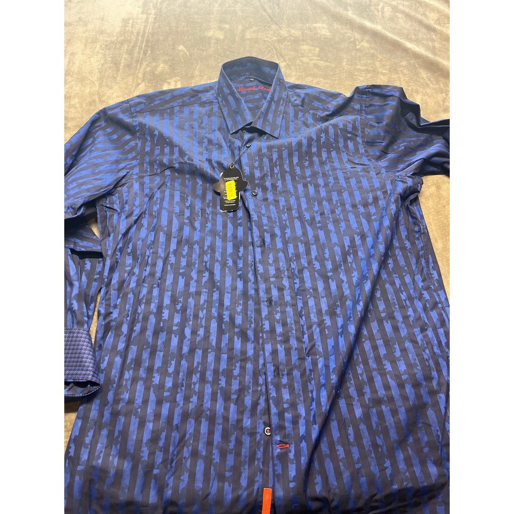 Visconti‎ Black Label XXL Striped Shirt Blue Camo Trim New with Tags